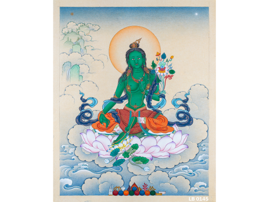 Handpainted Green Tara Thangka I Original Art I 