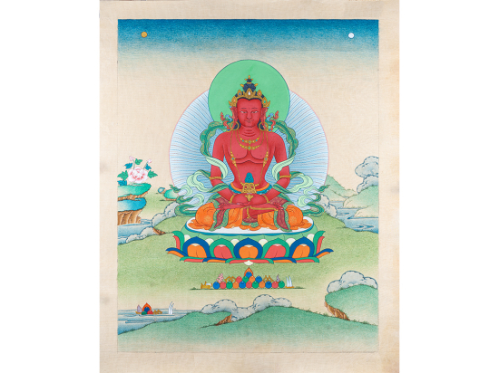 Amitayus Buddha Thangka Art Hand Painted 