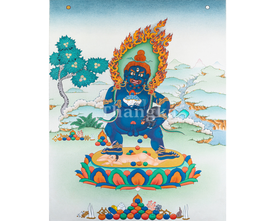 Black Dzambala Thangka Black Jambhala Thangka Buddhist Wealth Deity Thangka Dzambala Wealth Thangka Tibetan Buddhist Thangka