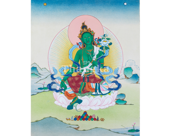 Green Tara Thangka Tibetan Goddess Compassion Protection Healing Meditation Art
