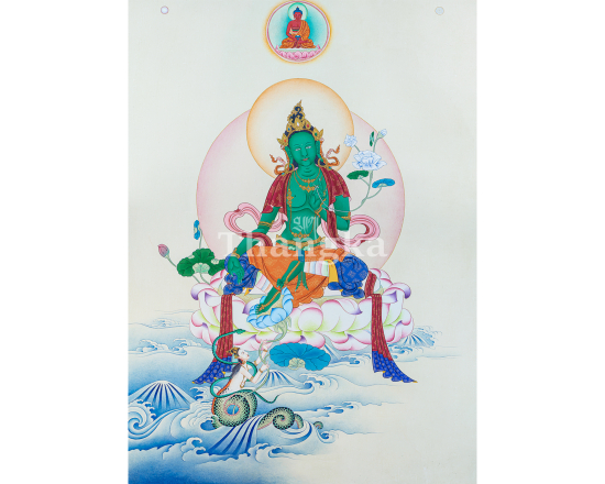 Green Tara Thangka Tibetan Goddess Compassion Healing Protection Meditation Art 