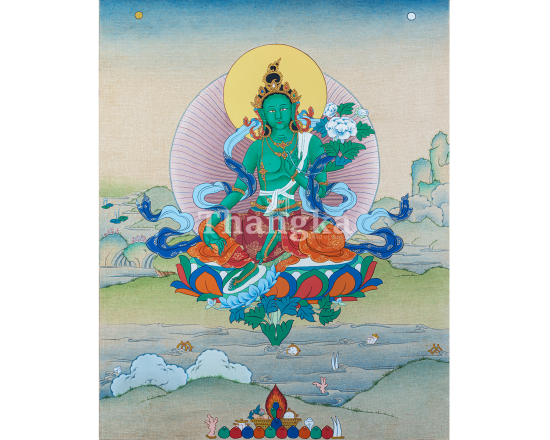 Green Tara Thangka Tibetan Goddess Compassion Protection Healing Meditation Art