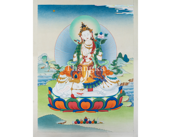 Samantabhadra thangka Kuntuzangpo painting primordial Buddha thangka Dzogchen art Tibetan Buddhist sacred painting union form thangka handmade Nepal thangka meditation Buddhist wall art Himalayan spiritual art