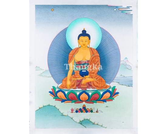 Shakyamuni Buddha thangka Siddhartha Gautama Tibetan Buddhist art Himalayan painting meditation thangka handmade Nepal sacred Buddha art Enlightenment wall art Buddhist altar painting