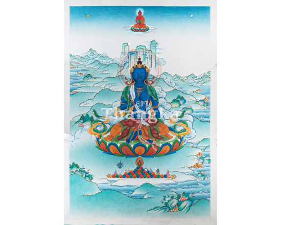Vajrapani thangka Tibetan Buddhist protector painting Bodhisattva of power Himalayan sacred art meditation thangka handmade Nepal wrathful deity thangka vajra holder Buddhist wall art