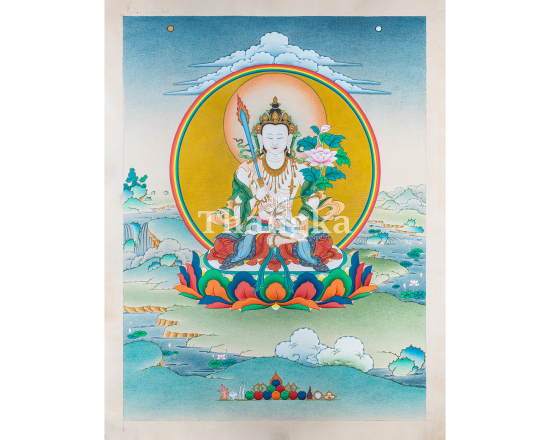 White Manjushri Thangka – The Bodhisattva of Wisdom and Insight
