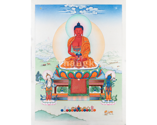 Amitabha Buddha Thangka – The Buddha of Infinite Light and Compassion I Stone Mixed Paste