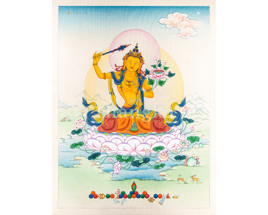 Manjushri Thangka Authentic Manjushri Thangka Tibetan Manjushri Thangka Manjushri Thangka Painting Handmade Tibetan Thangka Painting Buddhist Manjushri Thangka Art
