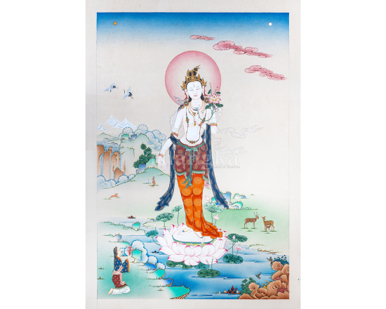 White Tara Thangka Authentic White Tara Thangka Tibetan White Tara Thangka White Tara Thangka Painting Handmade Tibetan Thangka Painting Buddhist White Tara Thangka Art Hand Painted Tibetan Thangka Traditional Himalayan Thangka Art