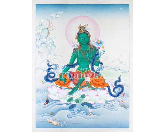 Green Tara Thangka Authentic Green Tara Thangka Tibetan Green Tara Thangka Green Tara Thangka Painting Handmade Tibetan Thangka Painting Buddhist Green Tara Thangka Art Hand Painted Tibetan Thangka Traditional Himalayan Thangka Art