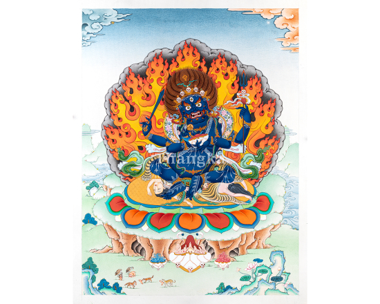 Four Armed Mahakala Thangka Wrathful Protector Deity Authentic Tibetan Thangka