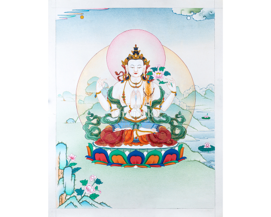 Chenrezig Thangka Avalokiteshvara Compassion Deity Authentic Tibetan Thangka
