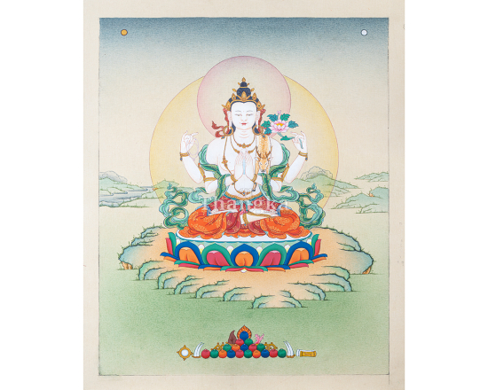 Chenrezig Thangka Avalokiteshvara Compassion Buddha Authentic Tibetan Thangka Art