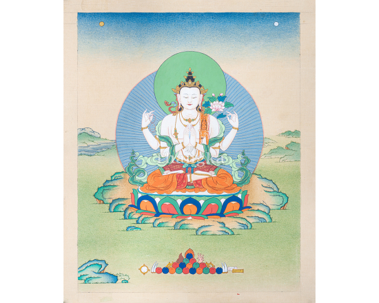 Chenrezig Thangka Avalokiteshvara Bodhisattva Authentic Tibetan Thangka Painting