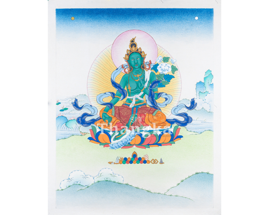 Green Tara Blessing Thangka Goddess of Protection Compassion Tibetan Thangka Art
