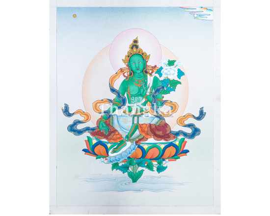 Green Tara Sacred Thangka Swift Liberator Goddess Handmade Tibetan Buddhist Art