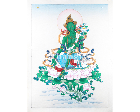 Green Tara Enlightenment Thangka Swift Compassion Goddess Authentic Tibetan Thangka Painting