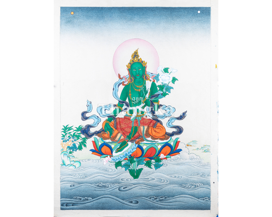 Green Tara Divine Protection Thangka Compassionate Goddess Art Authentic Tibetan Thangka