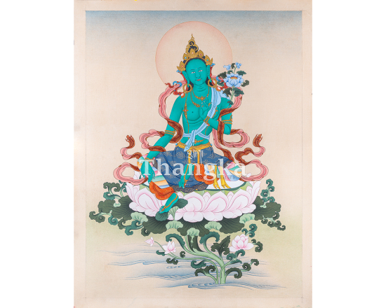 Green Tara Healing Thangka Goddess of Compassion Fearlessness Tibetan Thangka Art