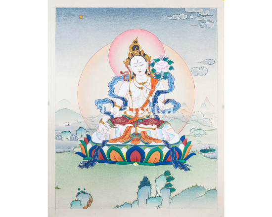 White Tara Serenity Thangka | Seven-Eyed Goddess of Longevity | Authentic Tibetan Buddhist Art