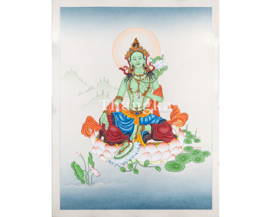 Green Tara Blessing Thangka Swift Liberator Goddess Authentic Tibetan Thangka Art