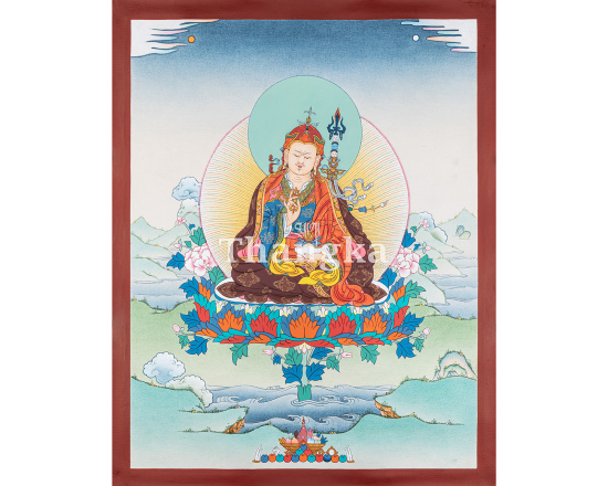 Guru Rinpoche Enlightened Master Thangka Padmasambhava Spiritual Protector Authentic Tibetan Art Canvas Print