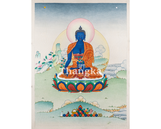 Medicine Buddha Healing Thangka Bhaisajyaguru Blue Buddha Art Authentic Tibetan Thangka