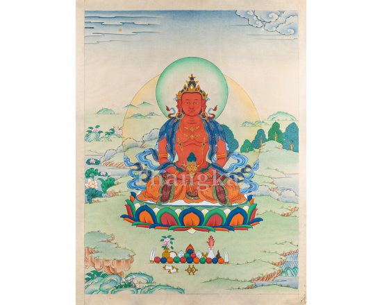 Amitayus Buddha Thangka Buddha of Infinite Life Longevity Authentic Tibetan Thangka Art