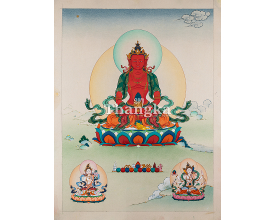 Amitayus Longevity Buddha Thangka | Infinite Life & Wisdom Art | Authentic Tibetan Thangka