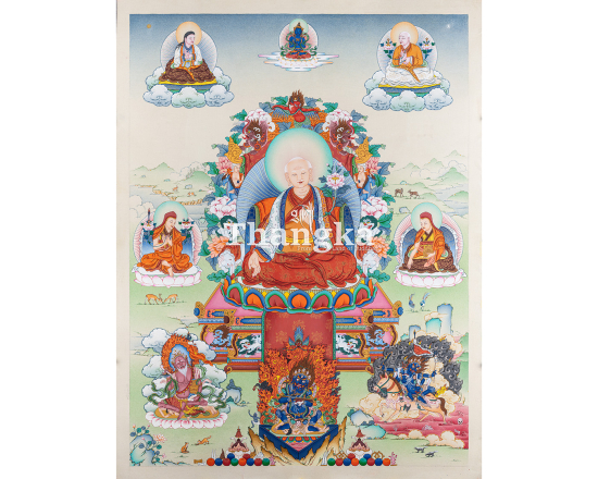 Sachen Kunga Nyingpo Stone Thangka | Sakya Founder & Lamdre Master | Authentic Tibetan Art