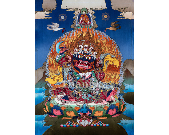 Bernagchen Mahakala Applique Thangka Black Cloak Protector Deity Art Authentic Tibetan Applique