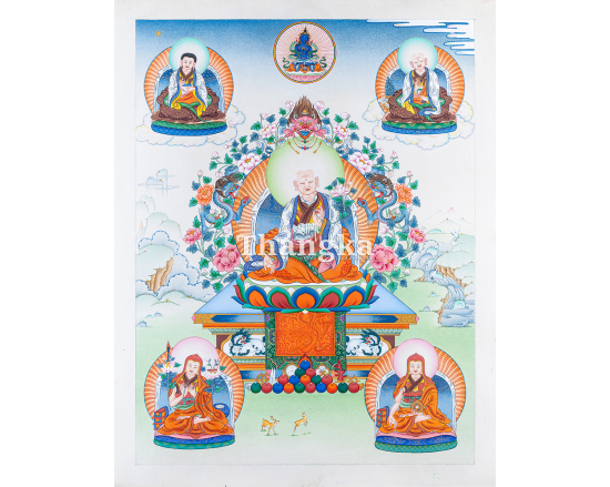 Sachen Kunga Nyingpo Stone Thangka | Sakya Lineage Master Art | Authentic Himalayan Thangka