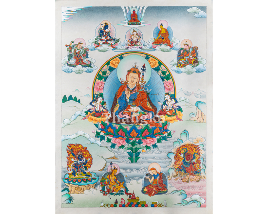 Guru Tsengye Thangka | Eight Manifestations of Guru Rinpoche | Authentic Tibetan Thangka Art