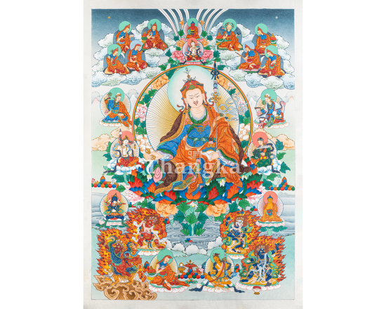 Guru Tsengye Thangka – Eight Manifestations of Padmasambhava | Authentic Tibetan Buddhist Art