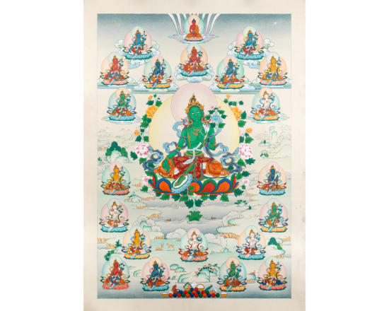 21 Tara Thangka | Twenty-One Manifestations of Tara | Authentic Tibetan Thangka Art