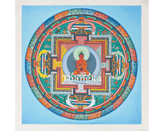 Amitabha Buddha Mandala Thangka – Sacred Mandala of Infinite Light and Pure Land Wisdom