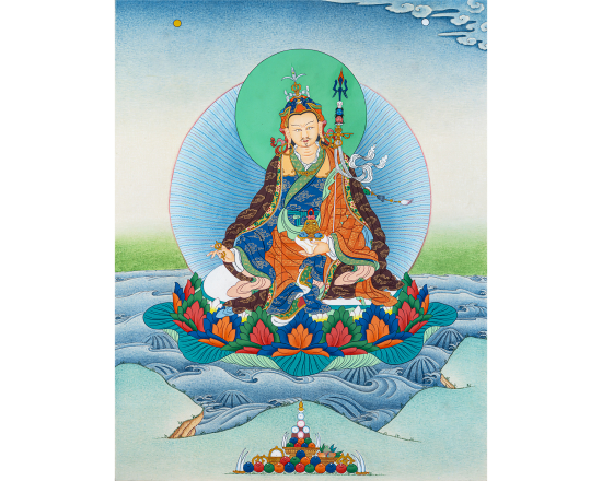 Guru Rinpoche thangka Padmasambhava Vajrayana lineage thangka Tibetan Buddhist master painting