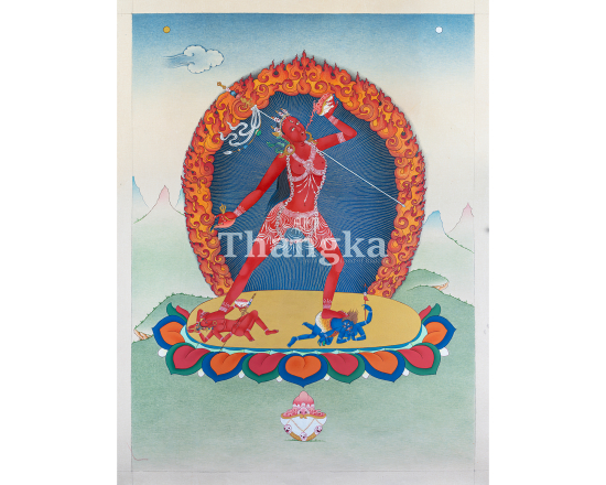 Vajrayogini thangka dakini art Tibetan Vajrayana painting tantric deity Himalayan sacred art meditation thangka handmade Nepal skull cup knife thangka Buddhist tantric wall art
